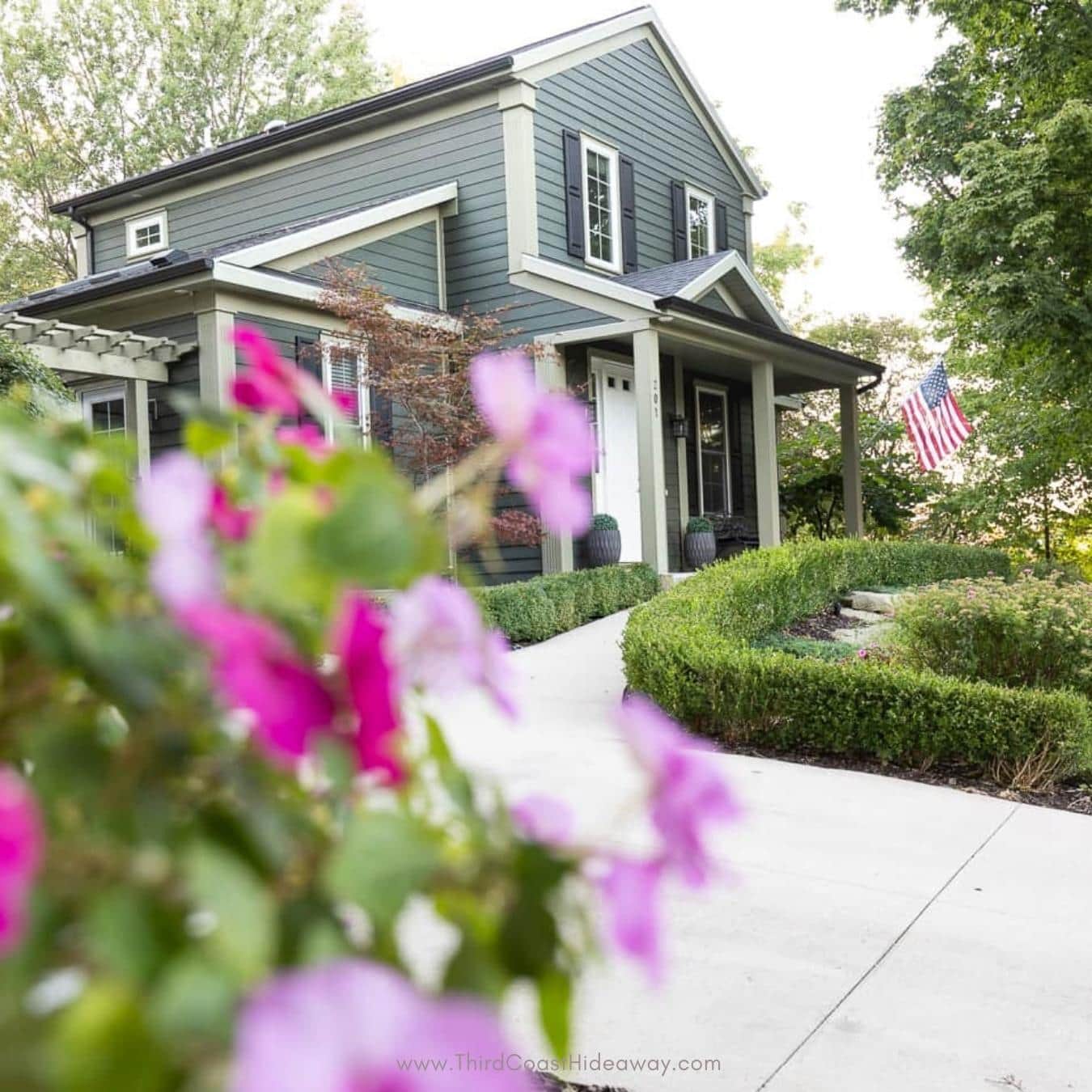 House exterior with flowers